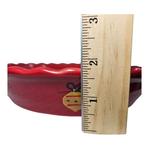 Michael's Christmas Tree Red Holiday Pie Baking Dish Hand Painted Edge Plate - Picture 9 of 12